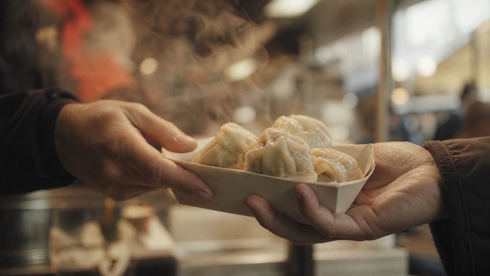 Dim sims, steaming · South Melbourne Market